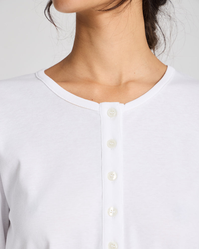 GAI+LISVA Ida Cotton 1x1 RIB Henley Tee GOTS 243975 Top 100 White