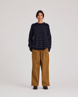 GAI+LISVA Barbera Stripe Lambswool Jumper Knit 137 Midnight Blue / Dark Grey Stripe