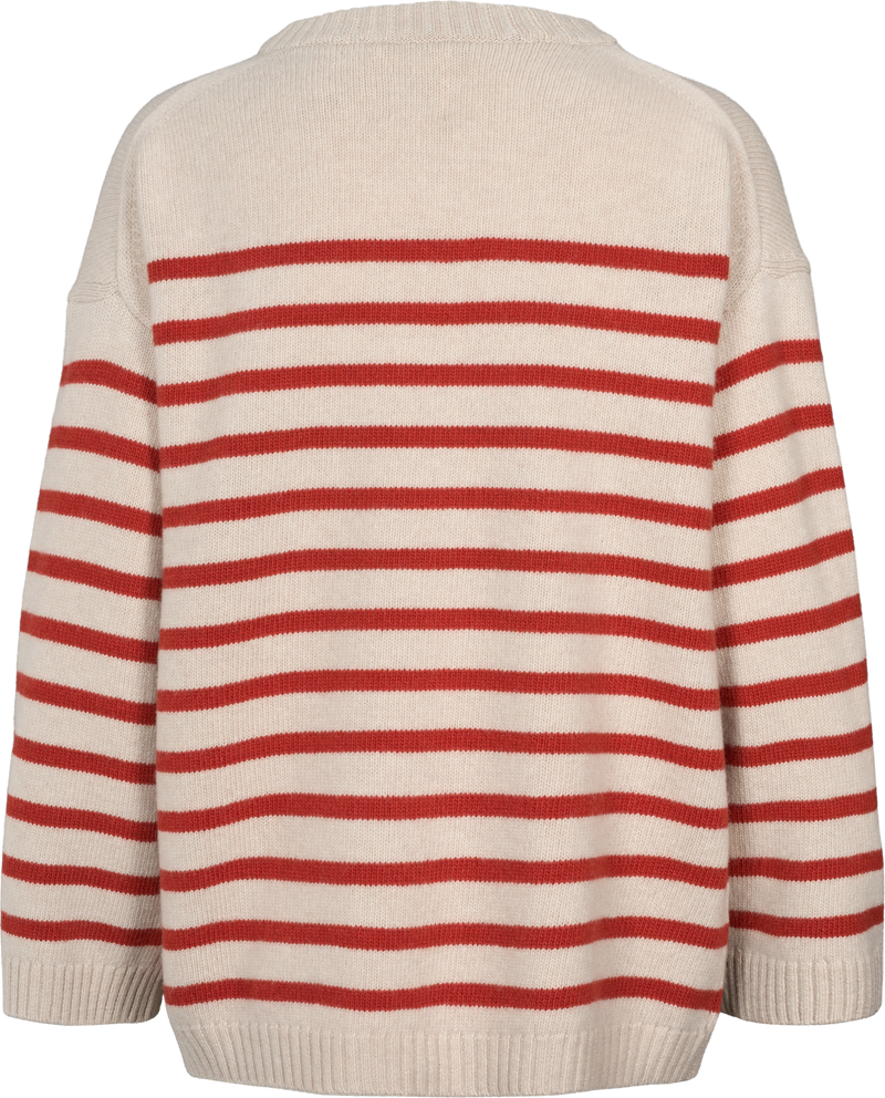 GAI+LISVA Barbera Stripe Lambswool Jumper Knit 142 Island Fossil / Raspberry