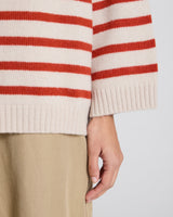 GAI+LISVA Barbera Stripe Lambswool Jumper Knit 142 Island Fossil / Raspberry