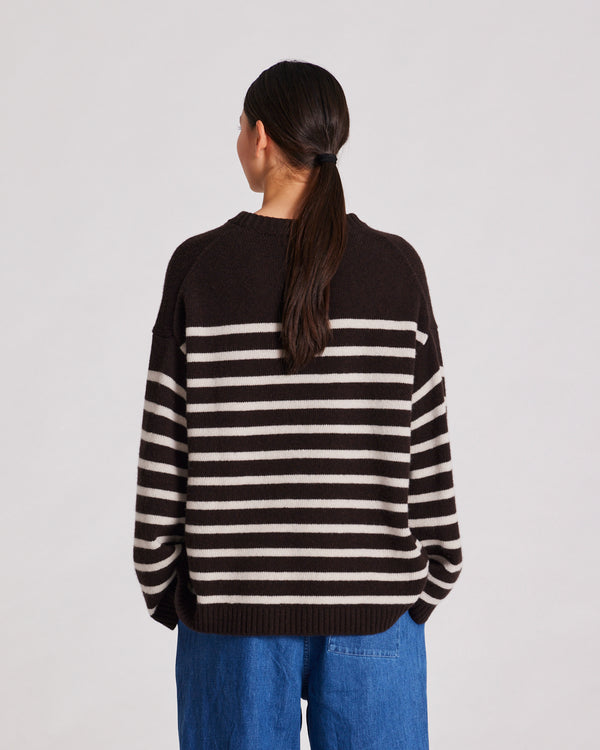 GAI+LISVA Barbera Stripe Lambswool Jumper Knit 681 Mulch