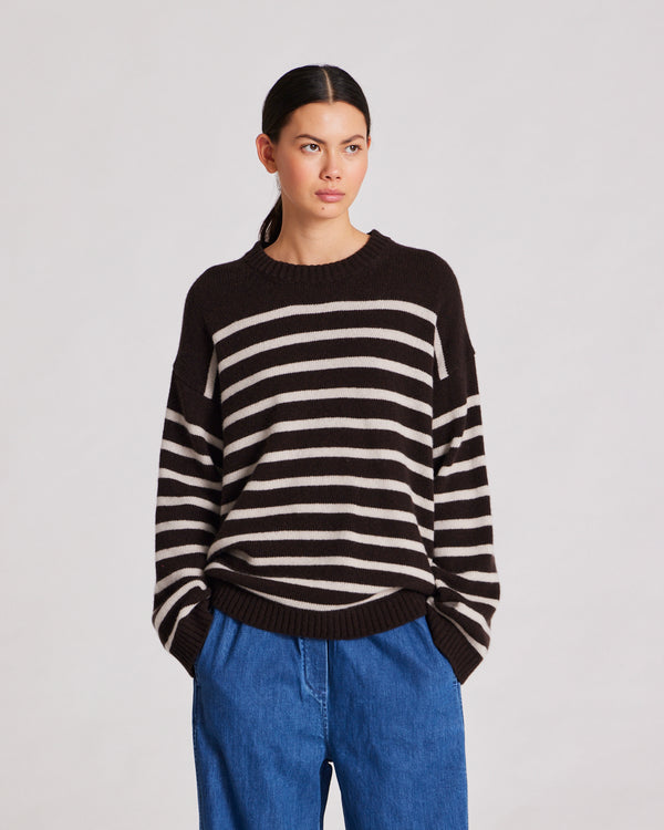 GAI+LISVA Barbera Stripe Lambswool Jumper Knit 681 Mulch