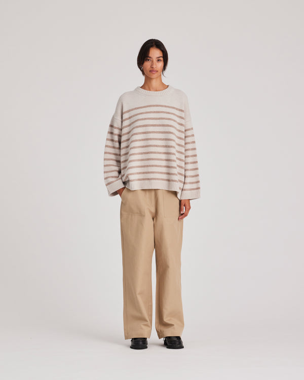 GAI+LISVA Barbera Stripe Lambswool Jumper Knit 960 Shitake