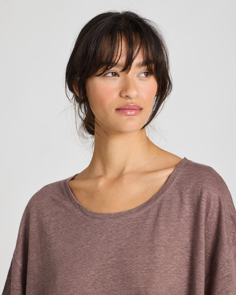 GAI+LISVA Bertha Linen T-shirt Top 658 Peppercorn