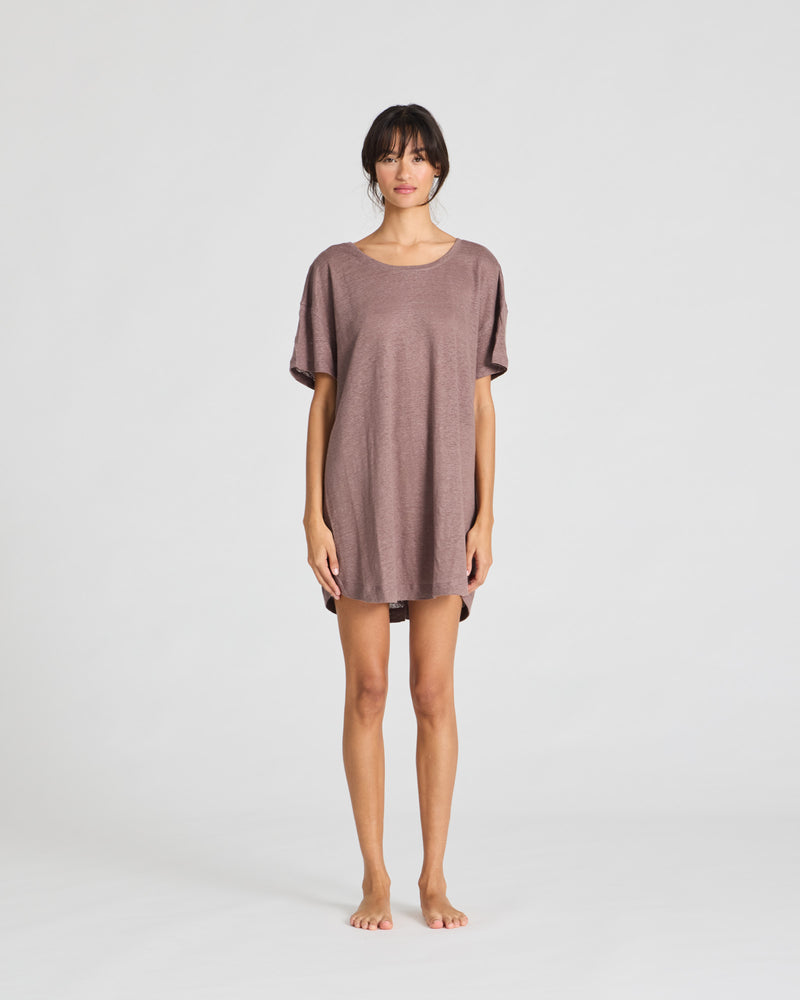 GAI+LISVA Bertha Linen T-shirt Top 658 Peppercorn