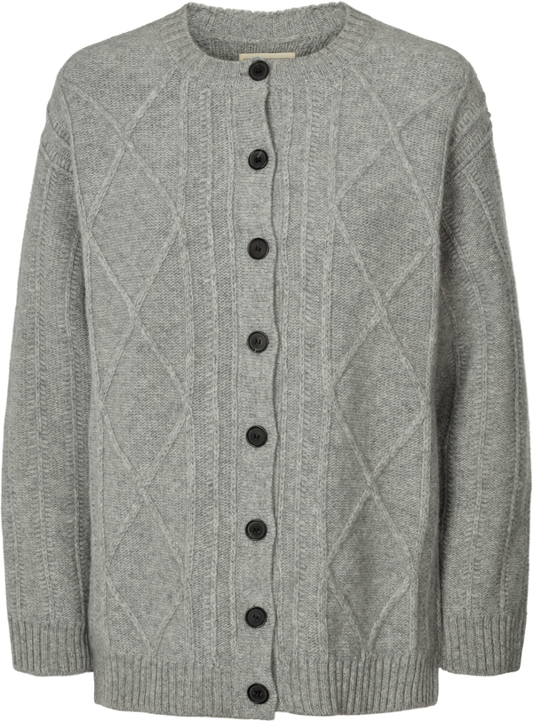 GAI+LISVA Clara Lambswool Cardigan Knit 602 Grey Melange