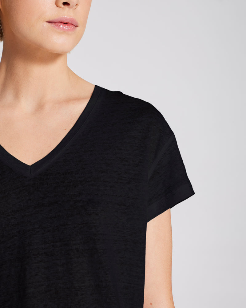 GAI+LISVA Simone Linen Tee Shirt Top 650 Black