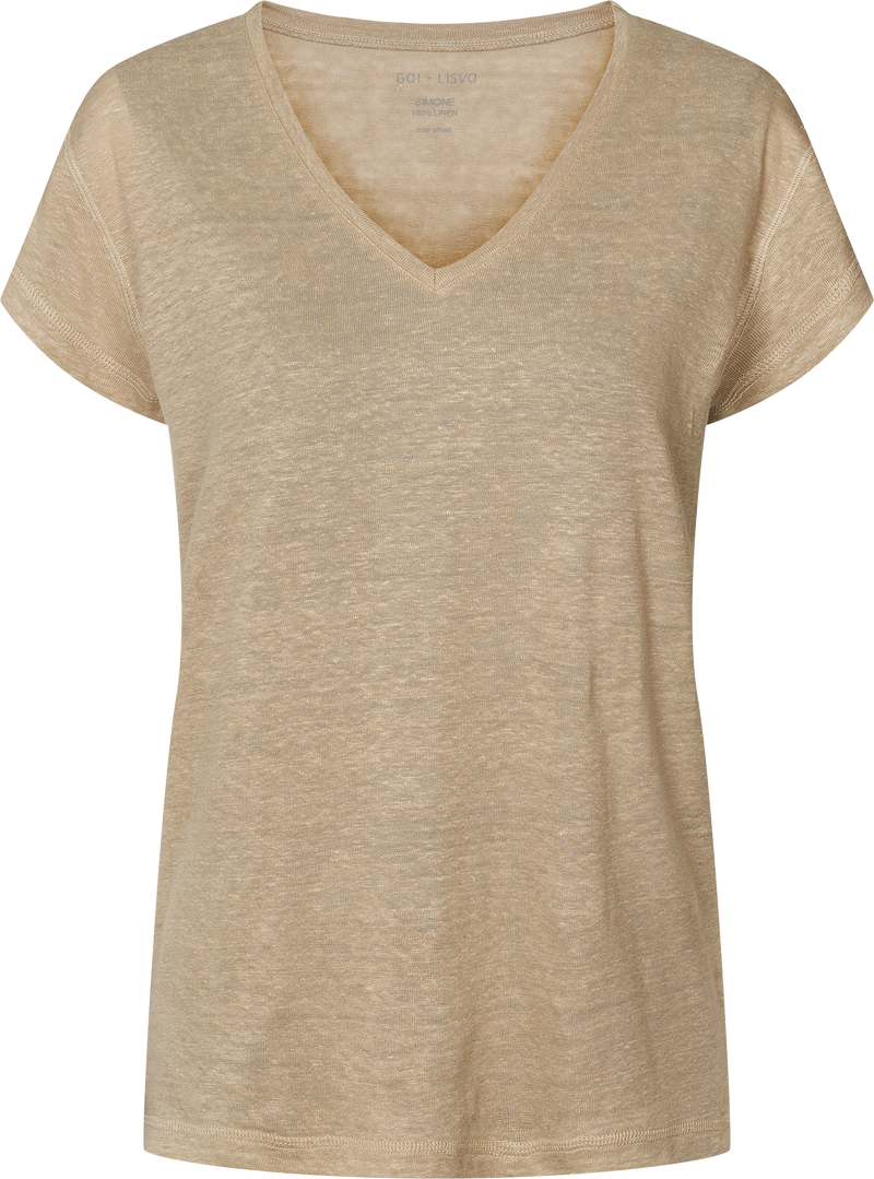 GAI+LISVA Simone Linen Tee Shirt Top 735 Chinchilla