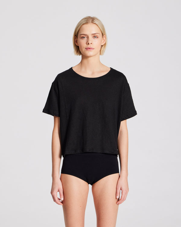 GAI+LISVA Ivalo Linen Tee Shirt Top 650 Black